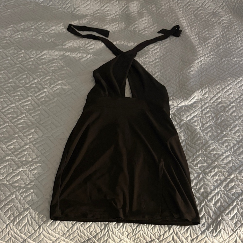 Black Halter Mini Dress